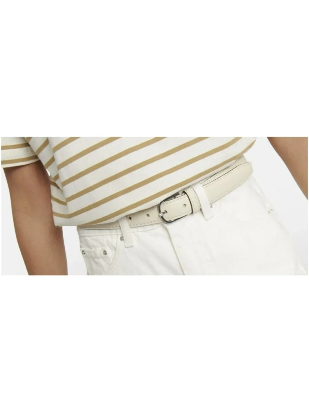 Toteme Belt Pebble Grain Leather In Milk White Size 90 Made In Italy